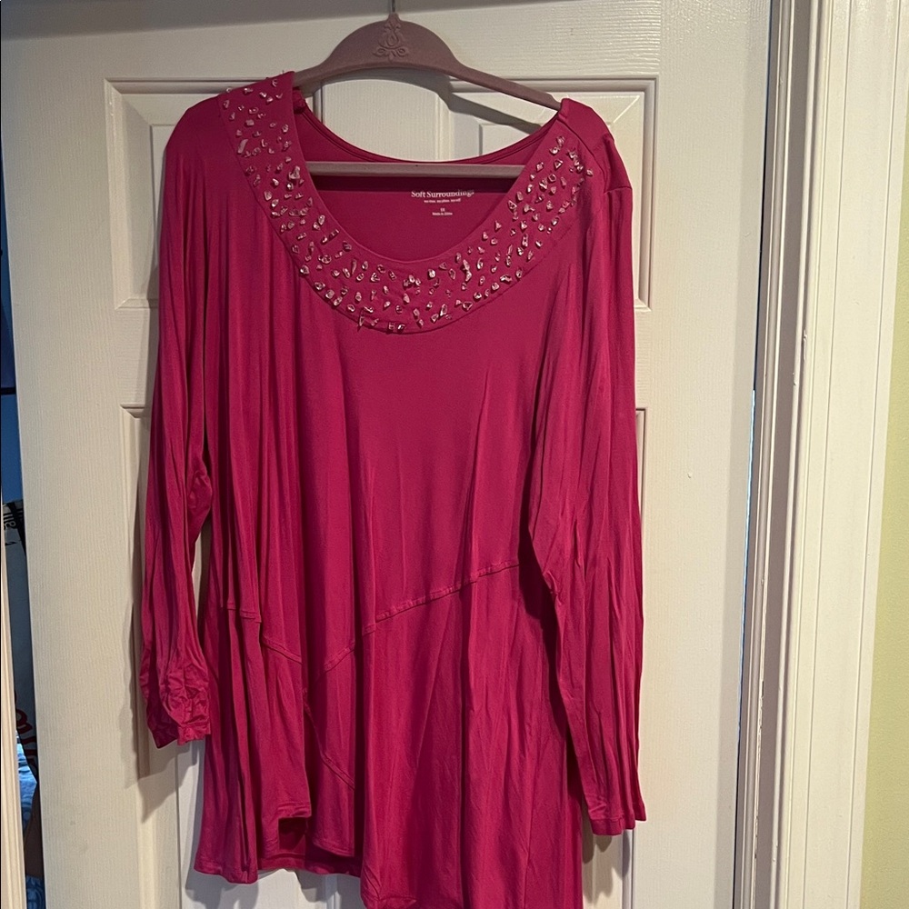 Soft Surroundings Pink Embellished Tunic